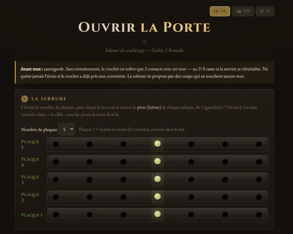Interface du solveur - Étape 1